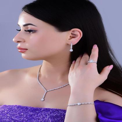 Sterling silver zircon jewelry set