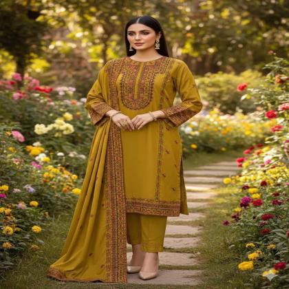 Shirt Fabric: Lawn •  Pattern: Embroidered •  Shirt Front Pattern: Embroidered